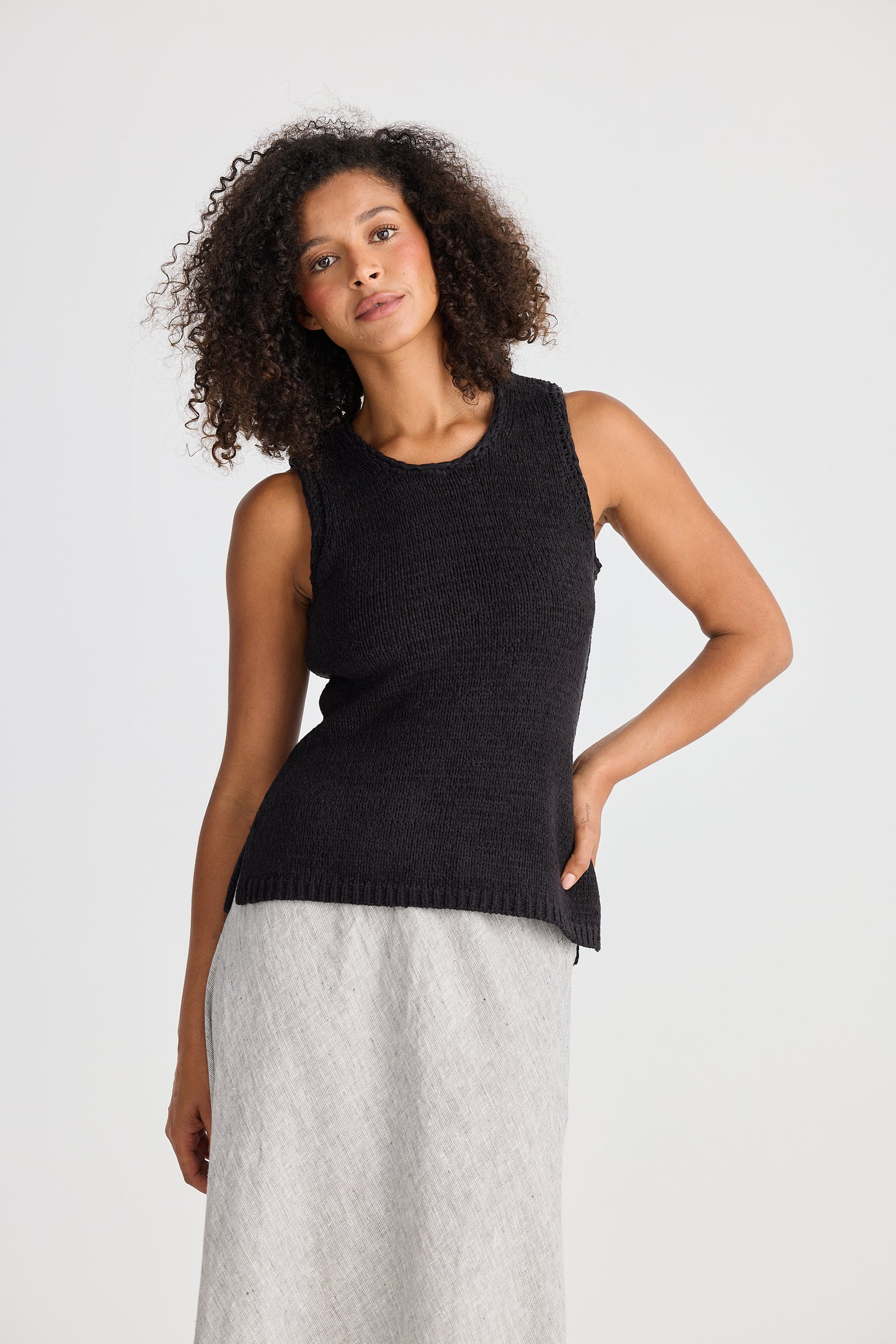 Saffron Knit Tank // Black