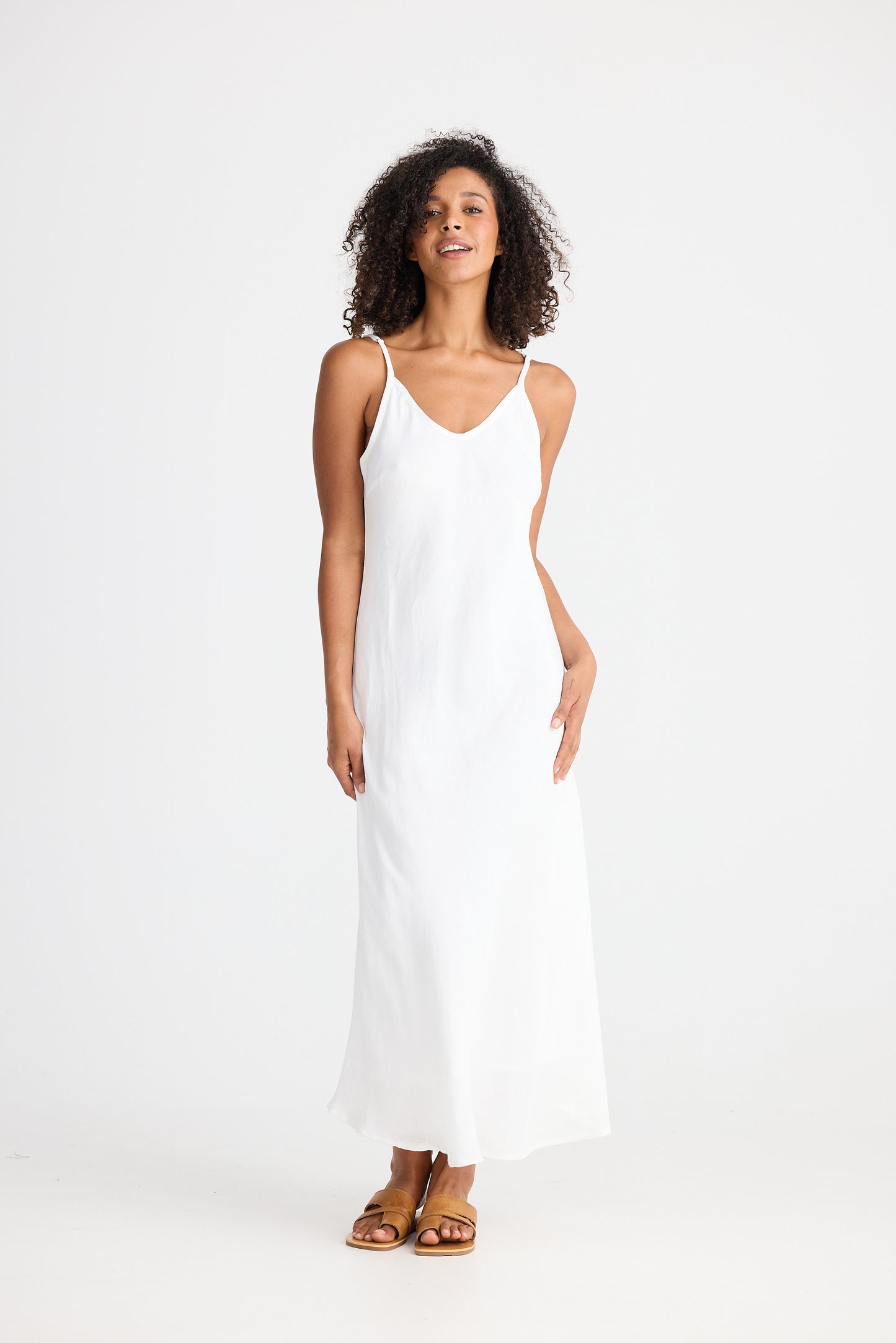 Coco Bias Dress // White Linen Blend