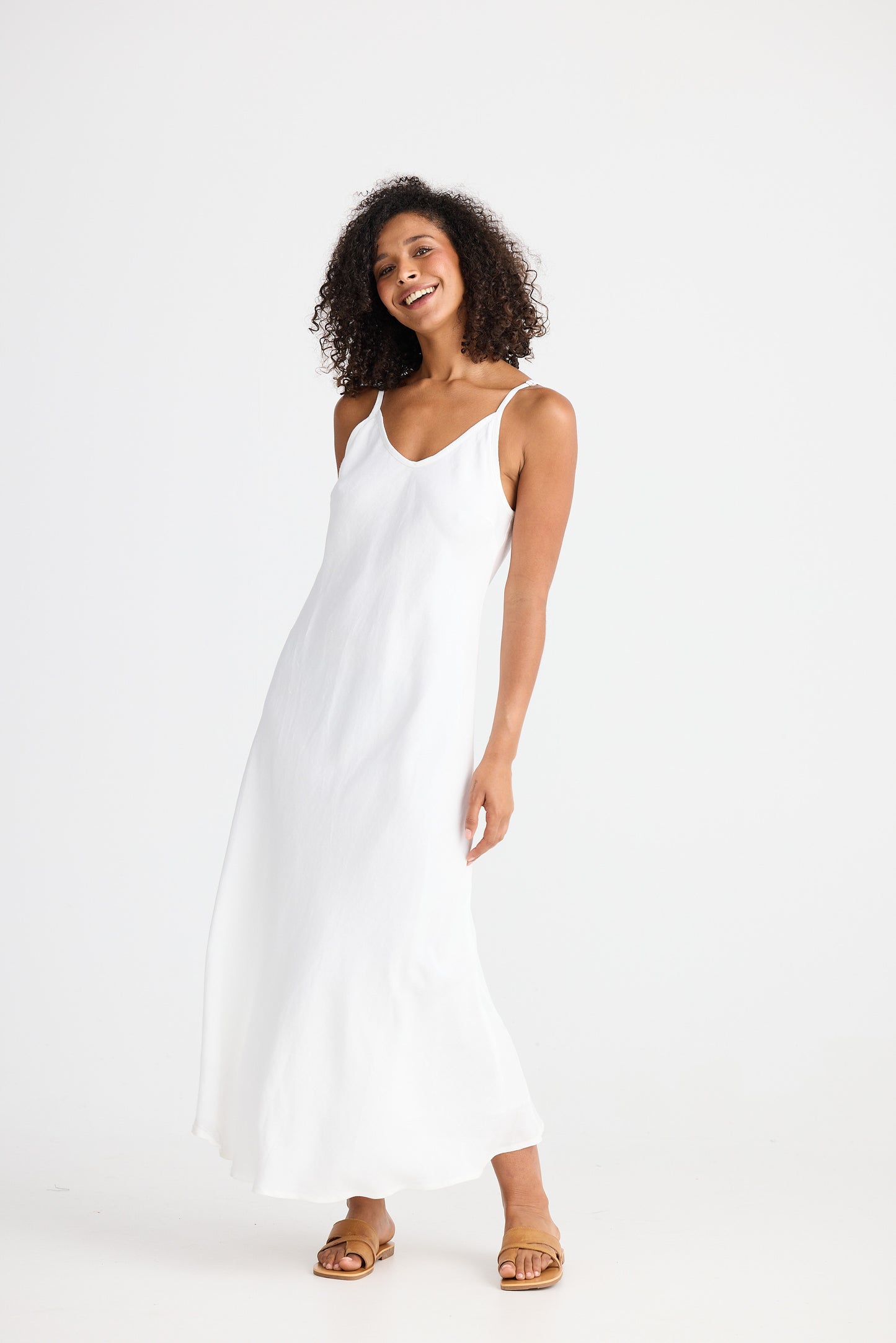Coco Bias Dress // White Linen Blend