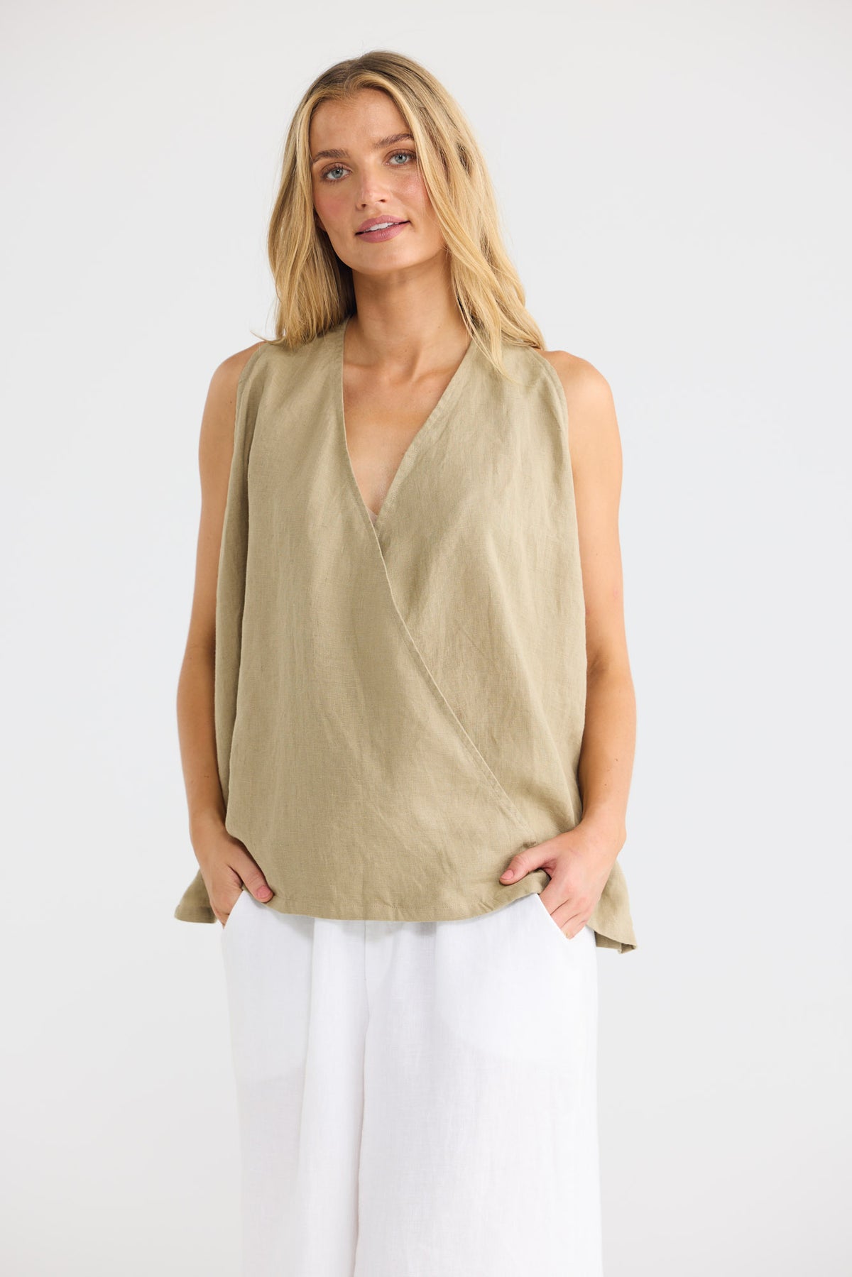 Marais Top // Khaki Linen