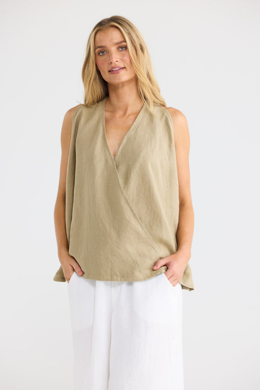 Marais Top // Khaki Linen