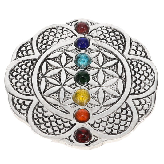 Incense Holder // Flower Of Life With Chakra Beads
