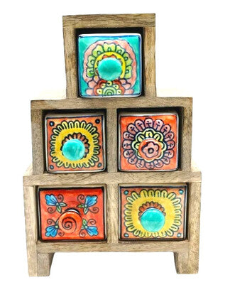 Ceramic Chest // 5 Drawer Pyramid // 15x25x9 cm
