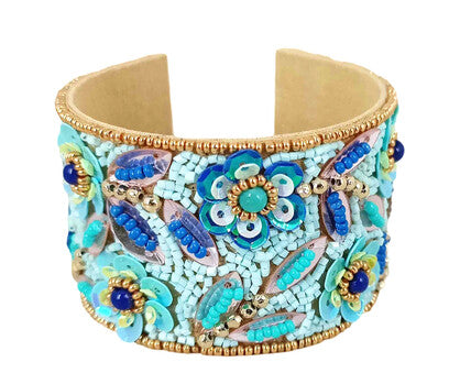 Bracelet // Blue Beaded Floral