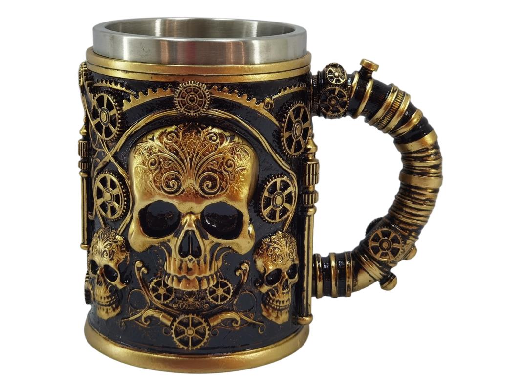 Gold Mug // Skull Steam Punk Design