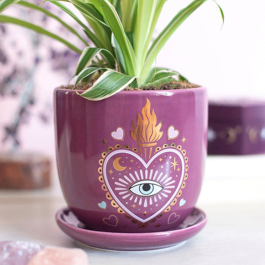 Plant Pot with Saucer // Sacred Sight Heart