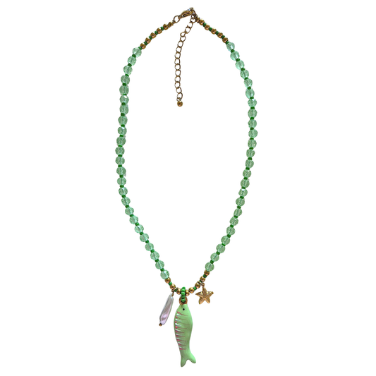Necklace // Beaded Charm // Green