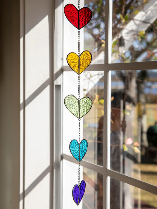 Stained Glass Mobile // Rainbow Hearts