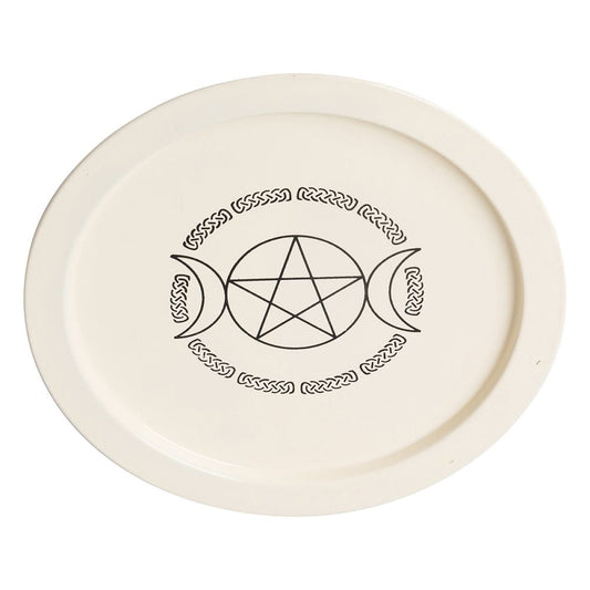 Wiccan //  Pentacle Triple Moon Offering Plate // 22cm