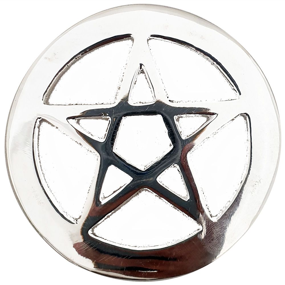 Wiccan // Altar Plate // Silver Pentagram // 8cm