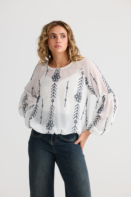 Sundown Top // Off White W Navy