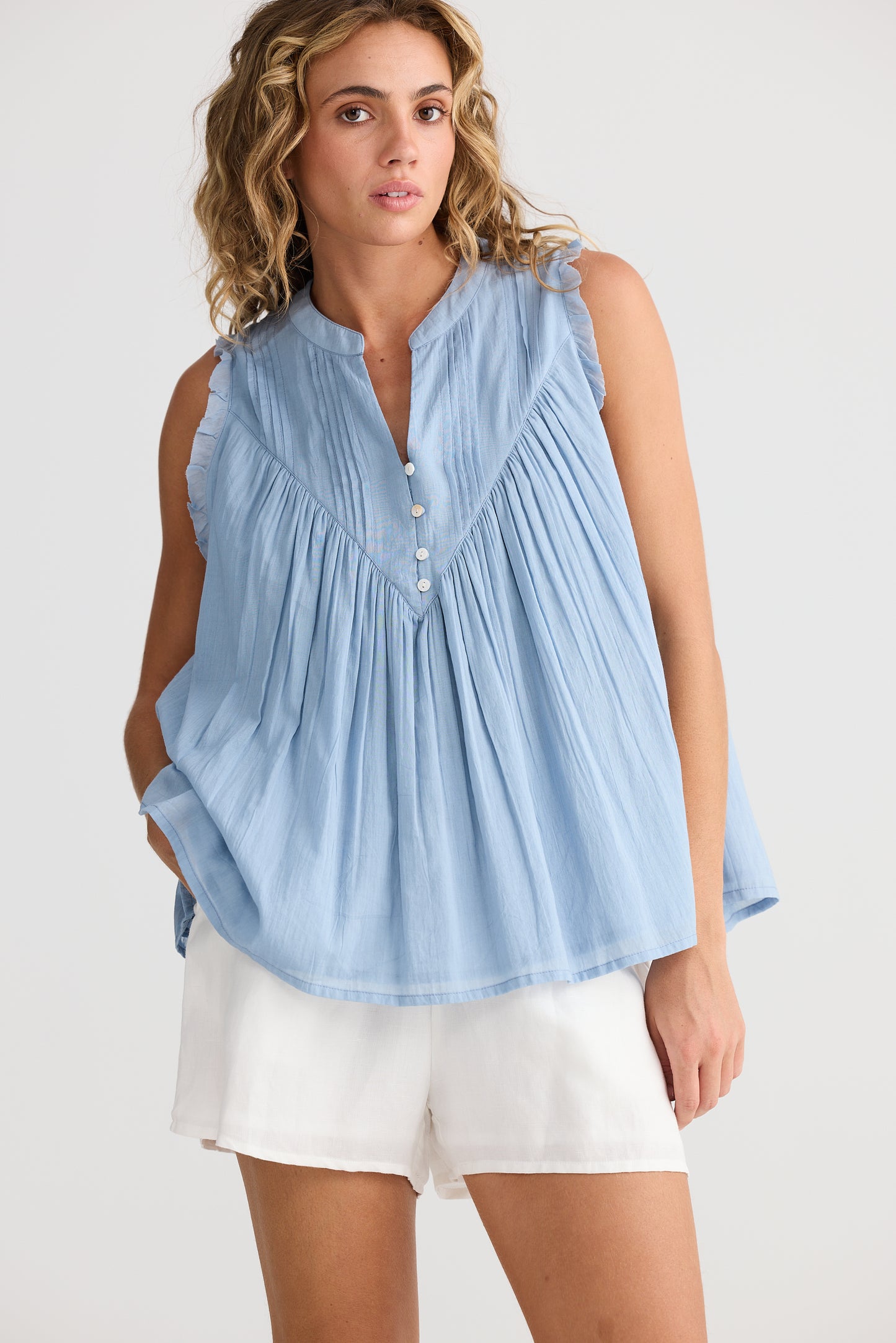 Sprite Sleeveless Top // Chambray Blue