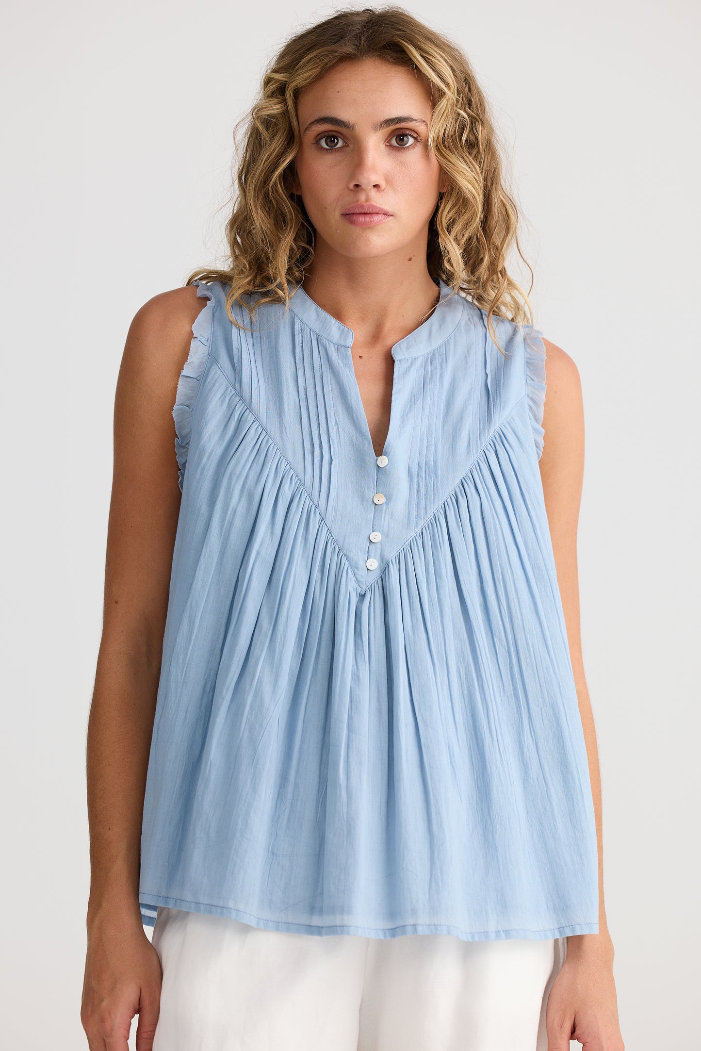 Sprite Sleeveless Top // Chambray Blue