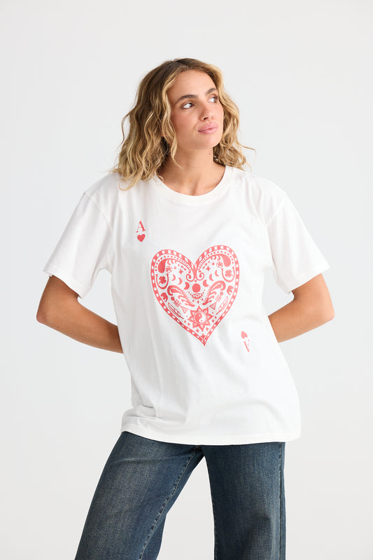 Ace of Hearts Relaxed Tee // White
