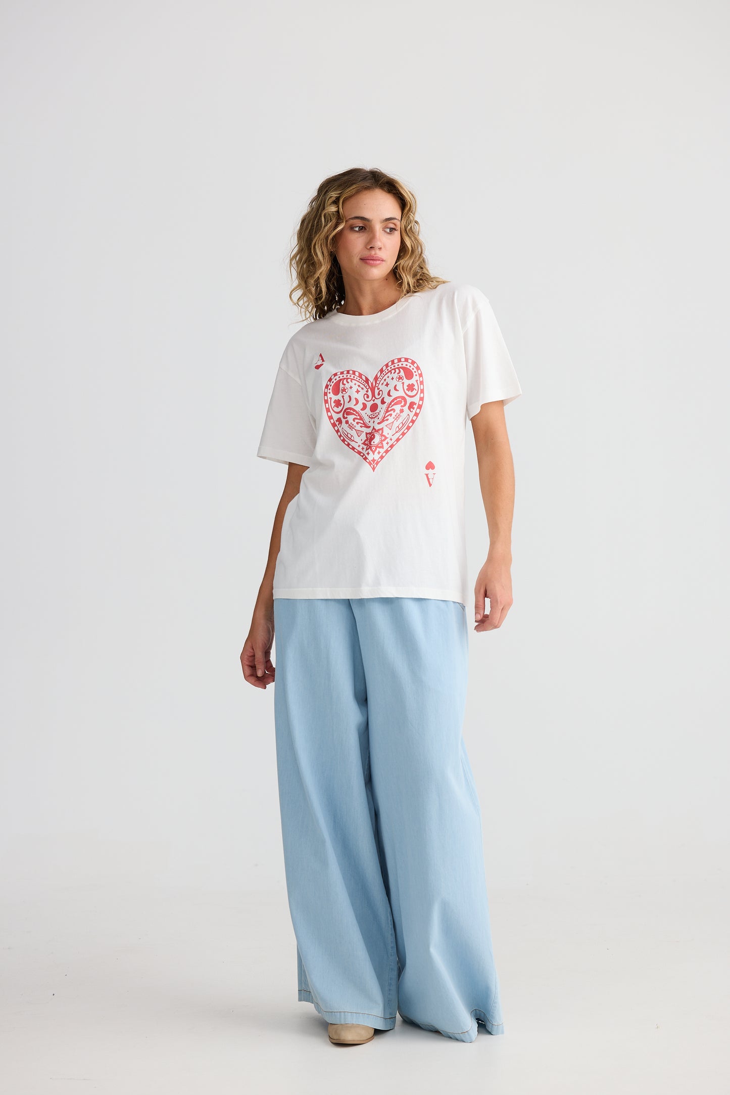 Ace of Hearts Relaxed Tee // White