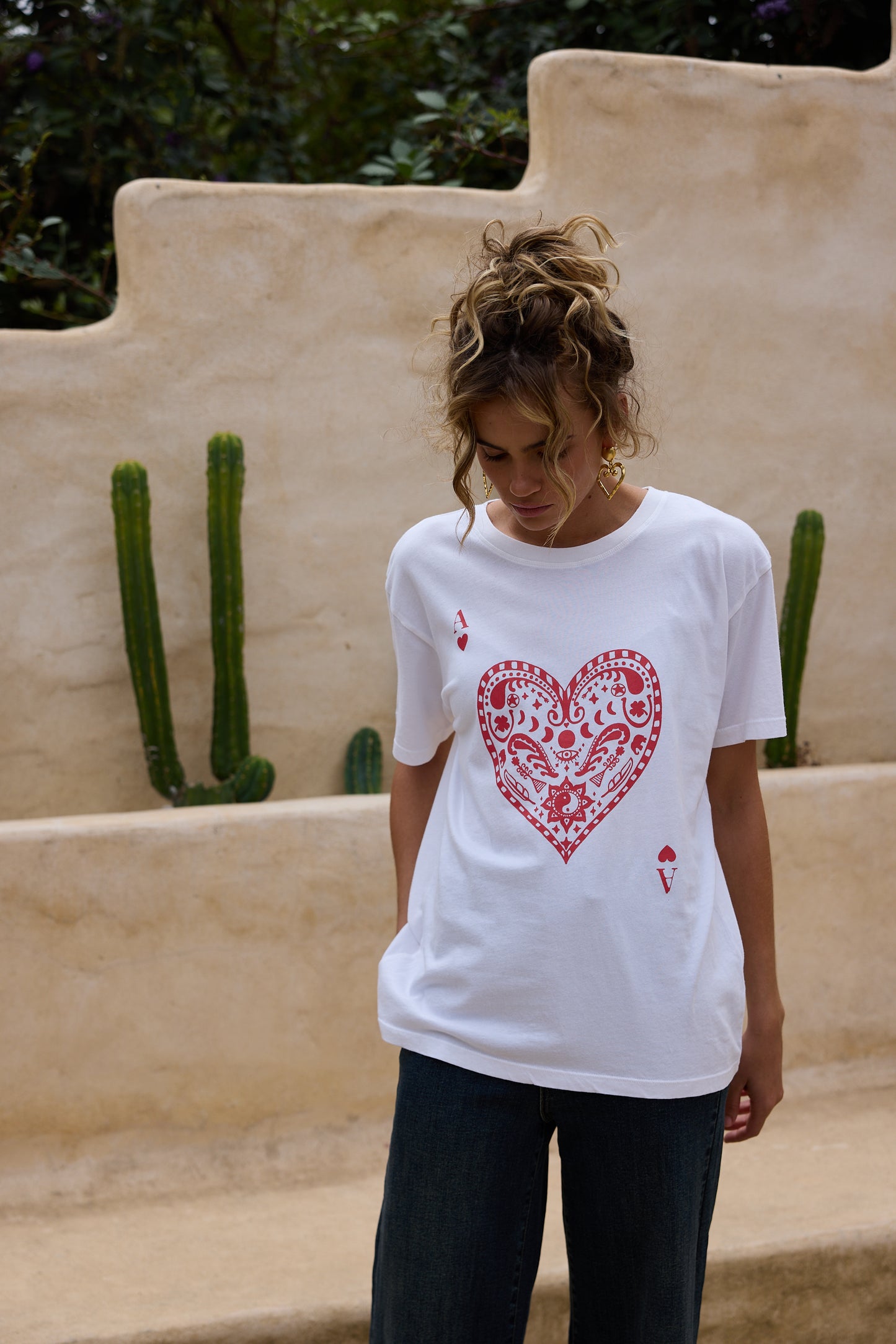 Ace of Hearts Relaxed Tee // White
