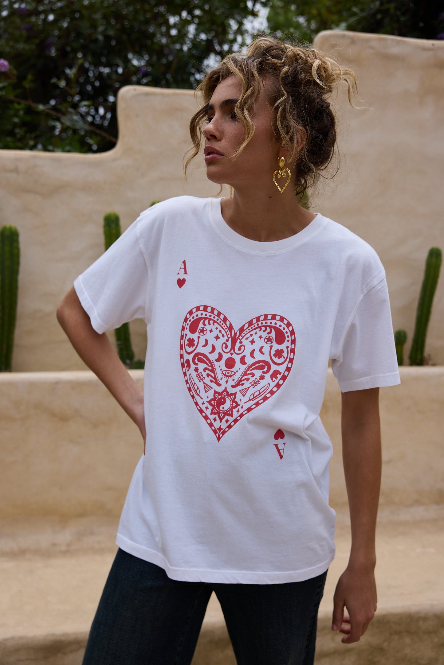 Ace of Hearts Relaxed Tee // White