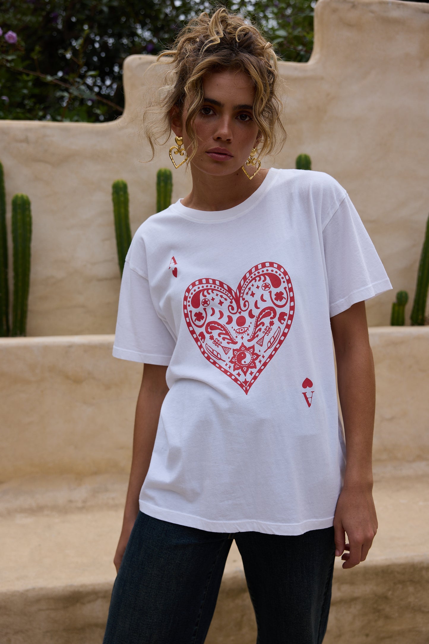 Ace of Hearts Relaxed Tee // White