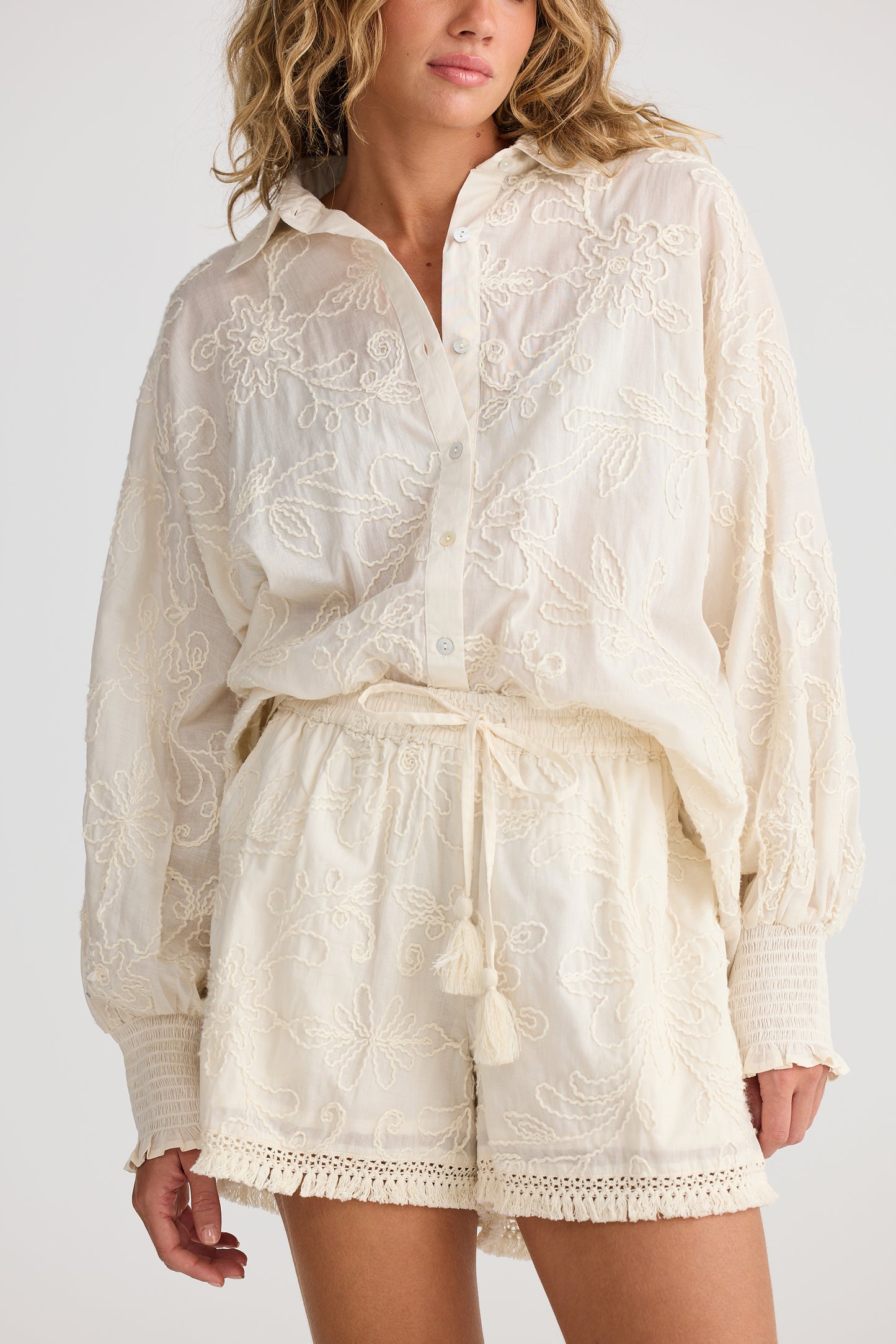 Chantilly Shirt // Natural Embroidery