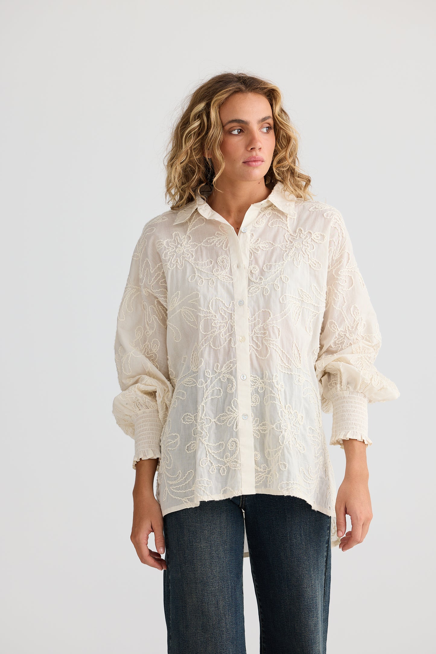 Chantilly Shirt // Natural Embroidery