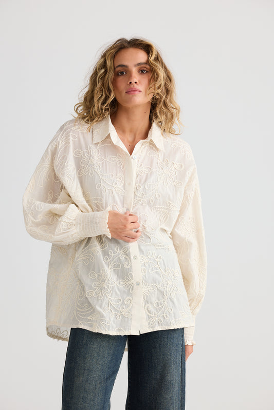 Chantilly Shirt // Natural Embroidery