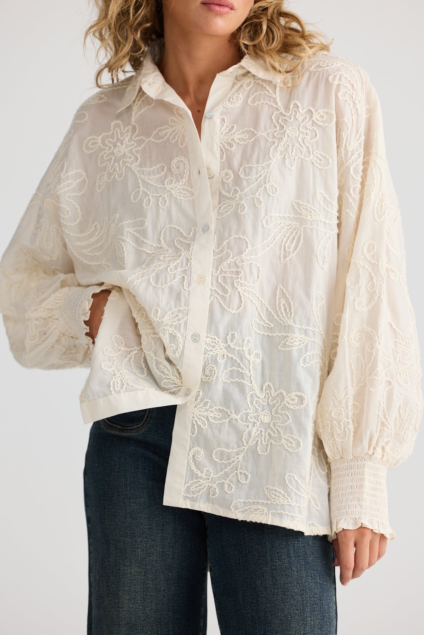 Chantilly Shirt // Natural Embroidery