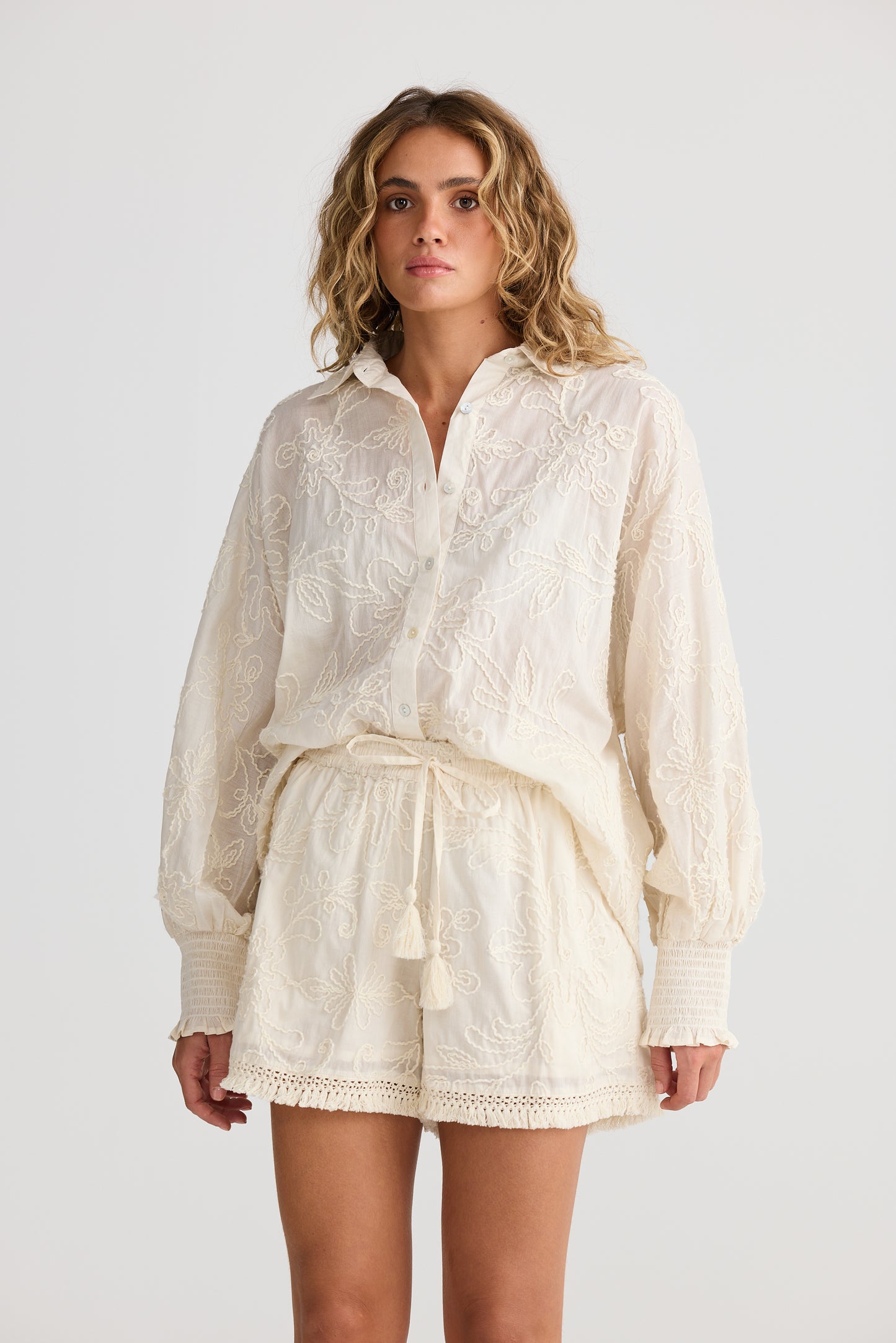 Chantilly Shirt // Natural Embroidery