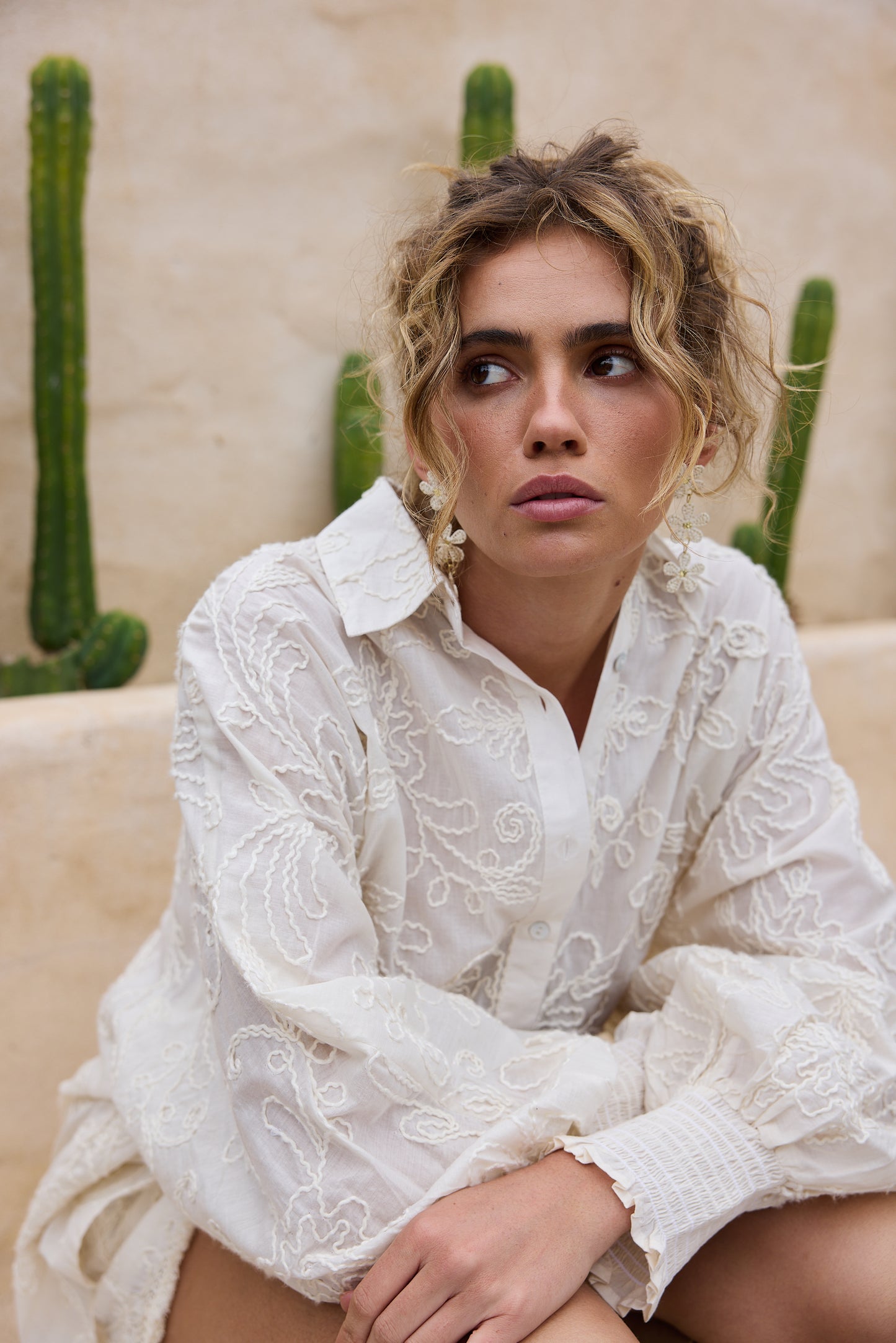 Chantilly Shirt // Natural Embroidery