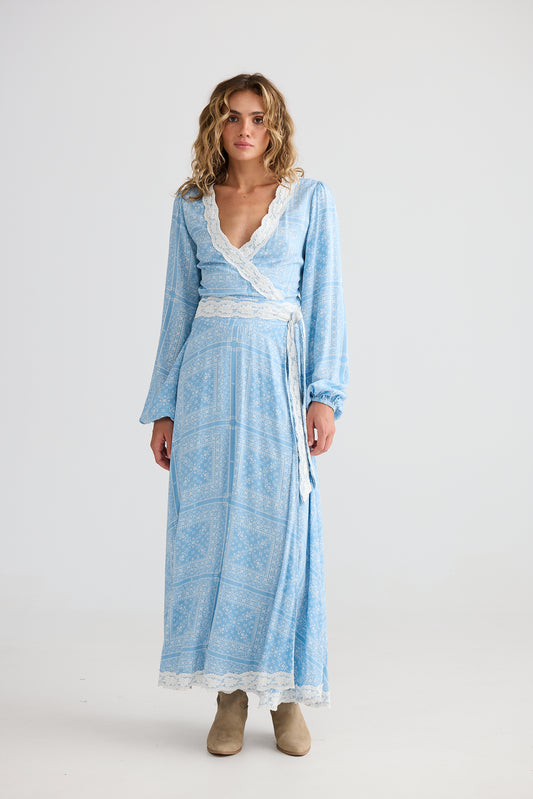 Prairie Wrap Dress // Denim Bandana