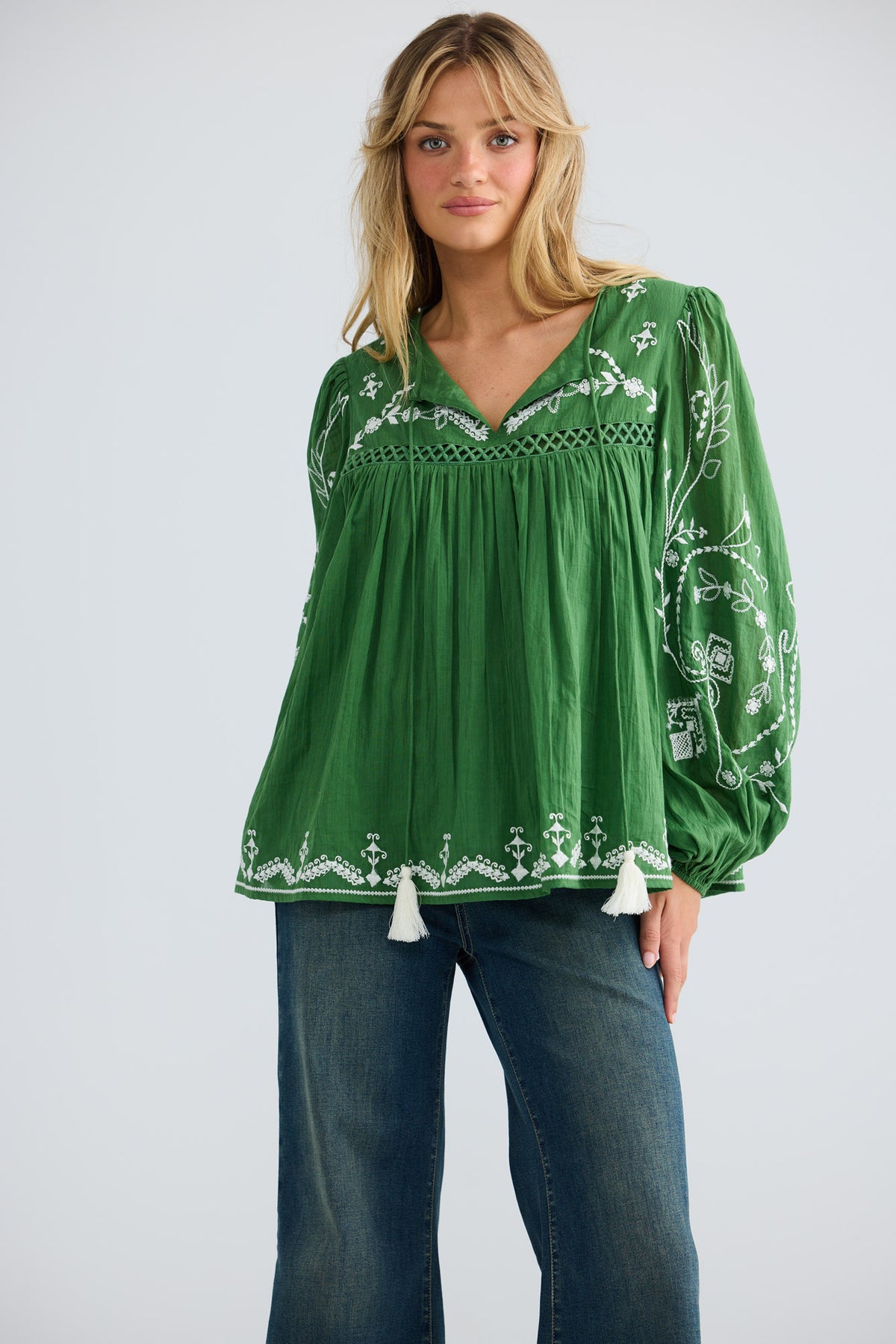 Sapphire Top // Olive W White