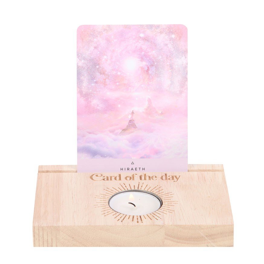 Tarot Card Stand Tealight Holder // Natural Card of the Day // Wooden