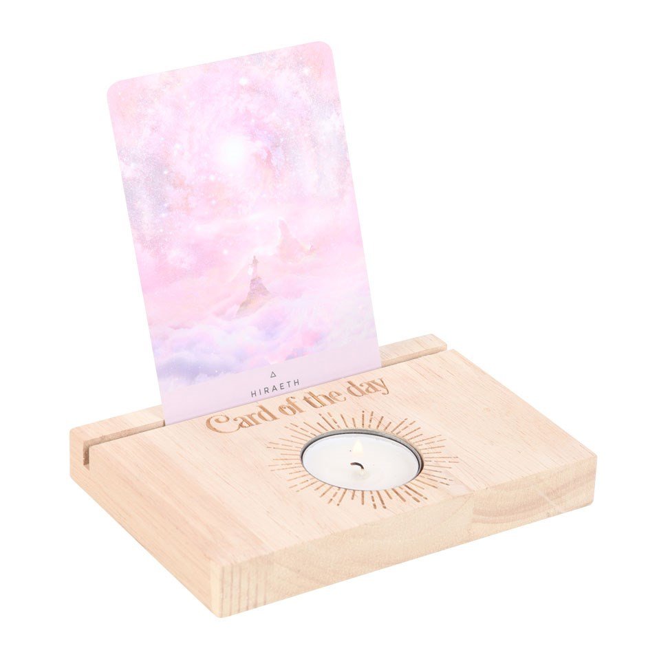 Tarot Card Stand Tealight Holder // Natural Card of the Day // Wooden