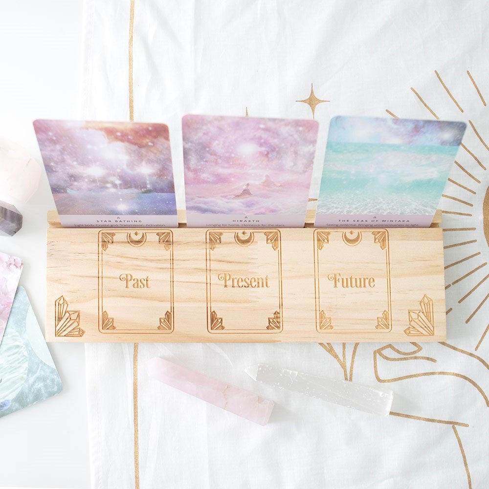Tarot Card Stand // Natural Past Present Future // Wooden
