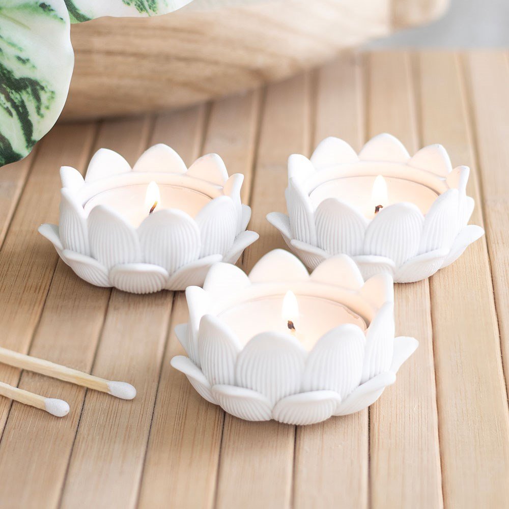 Tealight Holder // White Lotus // Set Of 3