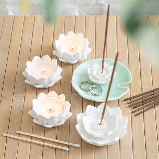 Tealight Holder // White Lotus // Set Of 3