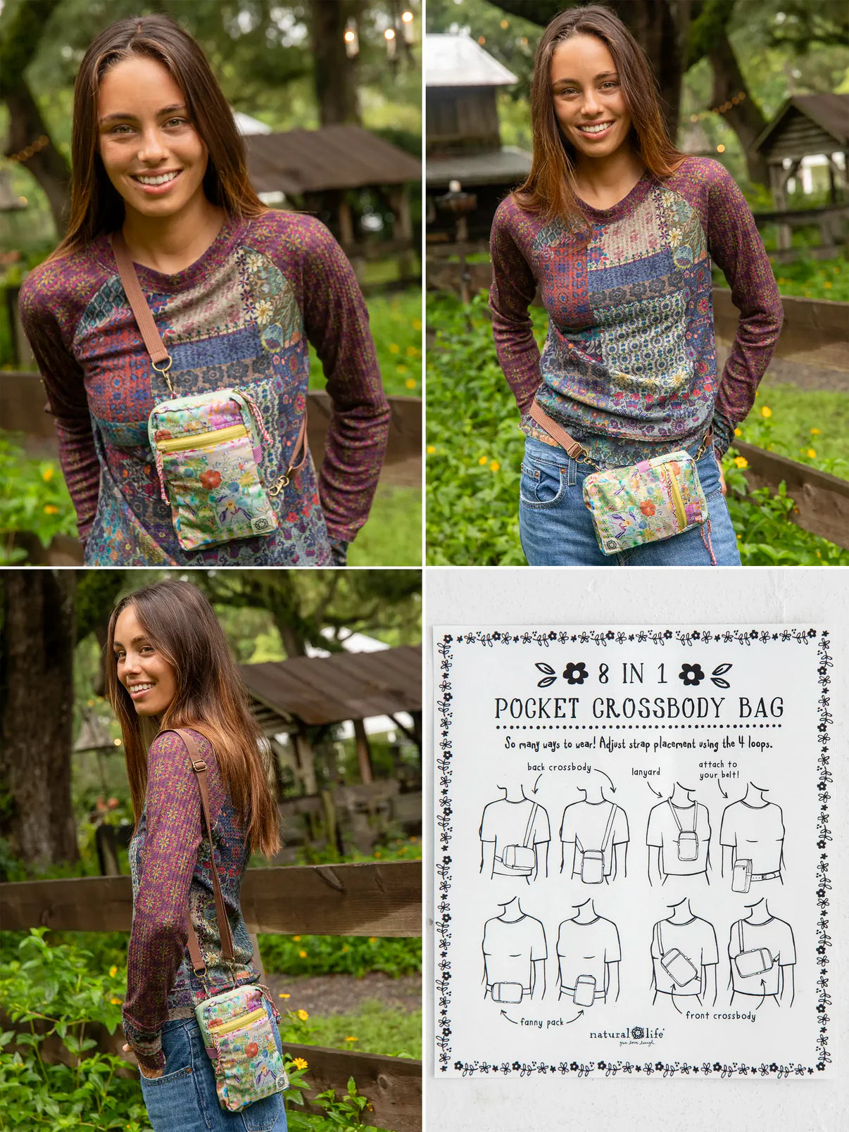 8-in-1 Pocket Crossbody // Taupe Watercolor Patchwork