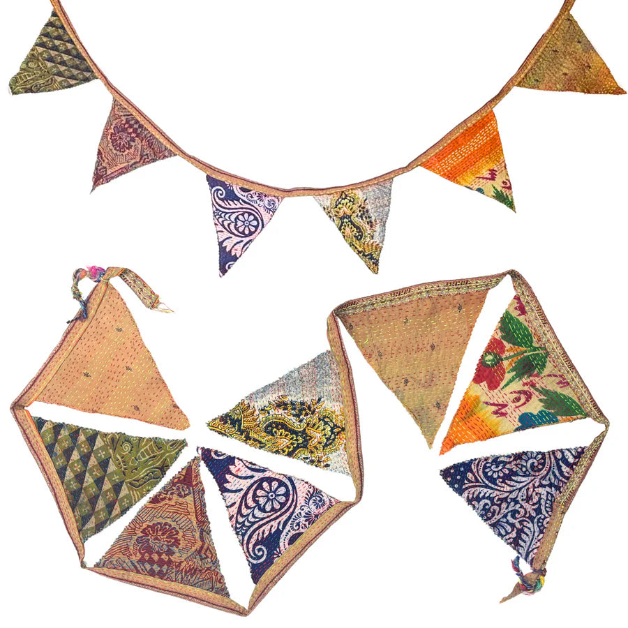 Bunting // Silk Kantha Stitched