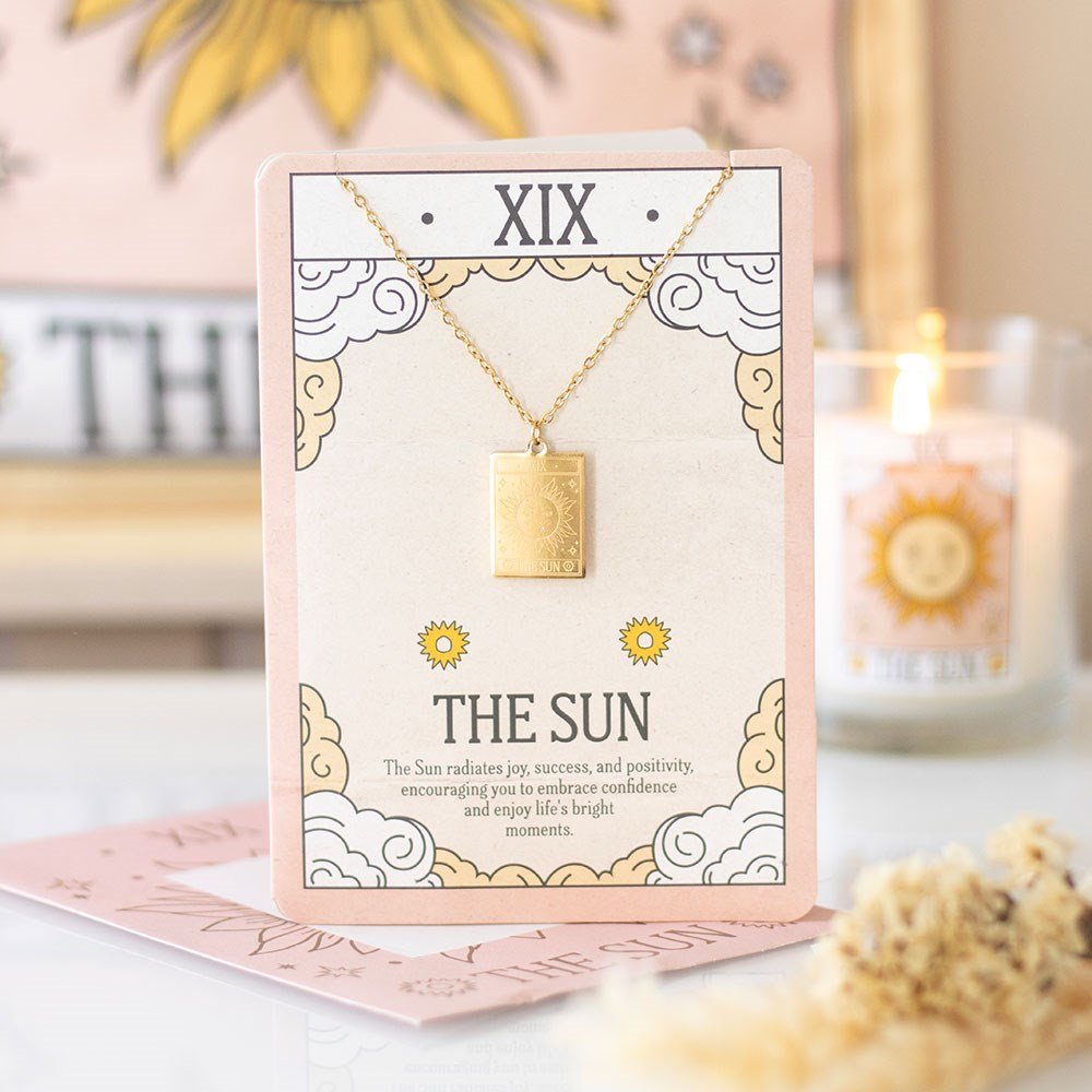 Necklace // The Sun Vintage Tarot  w/Greeting Card