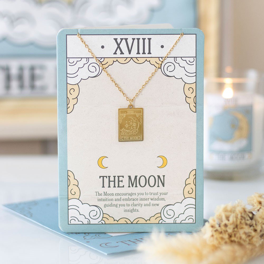 Necklace // The Moon Vintage Tarot w/Greeting Card