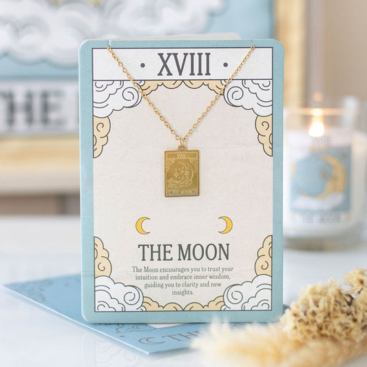 Necklace // The Moon Vintage Tarot w/Greeting Card