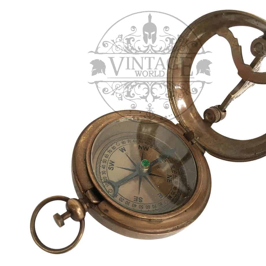 Antique Finish 45mm Pocket Sundial Compass