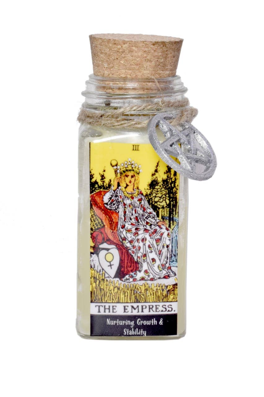 CANDLE - The EmpressTarot 100gms with herbs and crystals