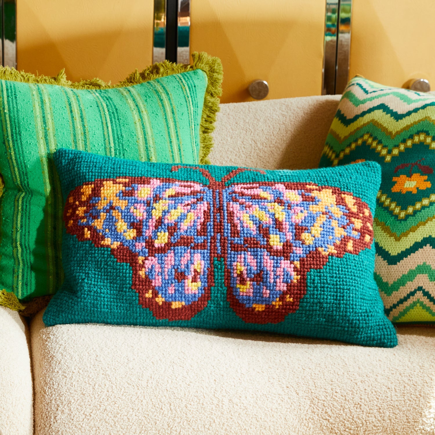 Emilia Cross Stitch Cushion Feather Insert