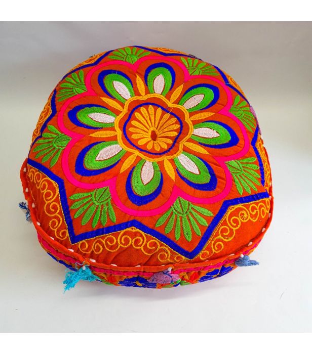 Meditation Cushion // Embroidered // 8 Flowers
