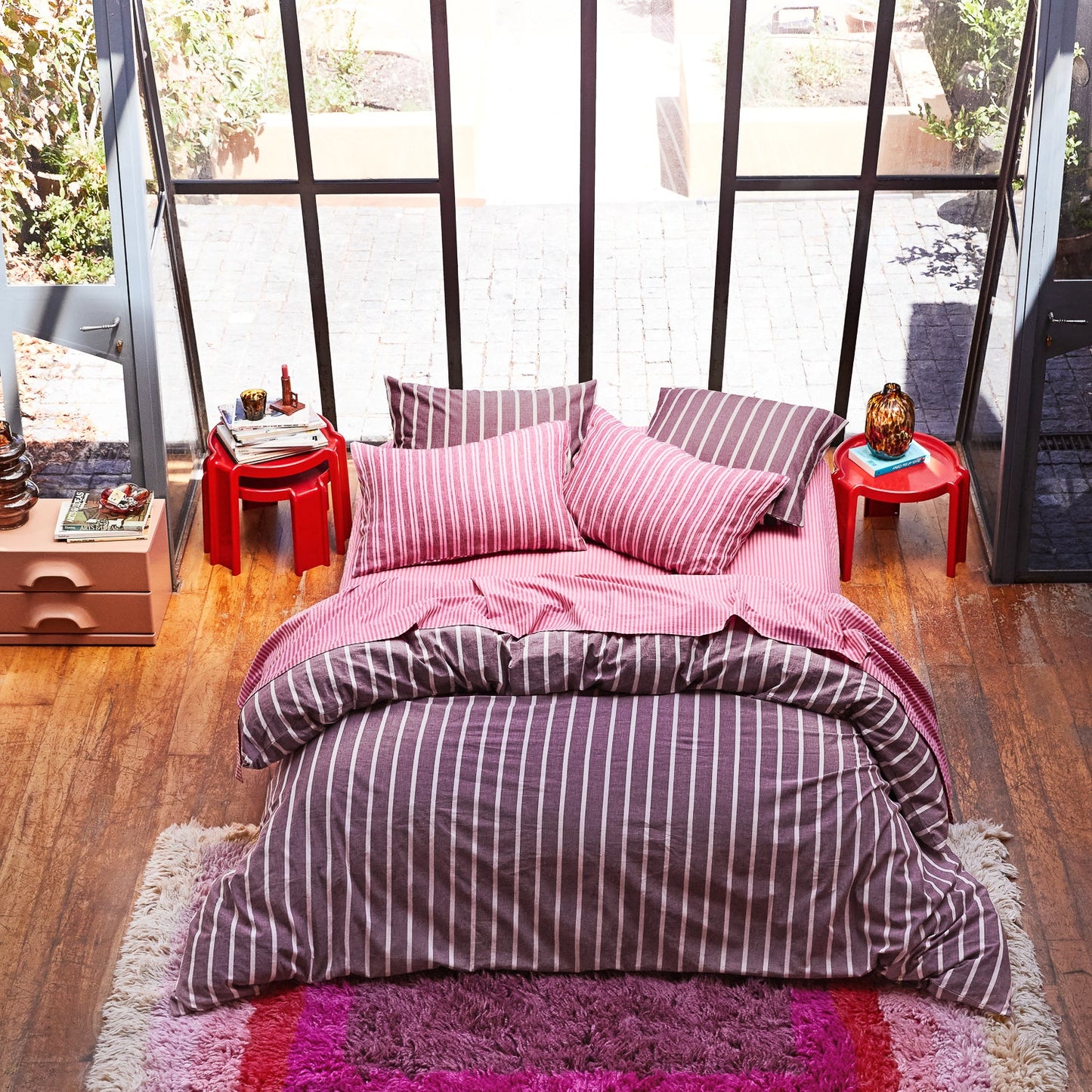 Cordell Cotton Sheets - Scarlet Flat Sheet / Single