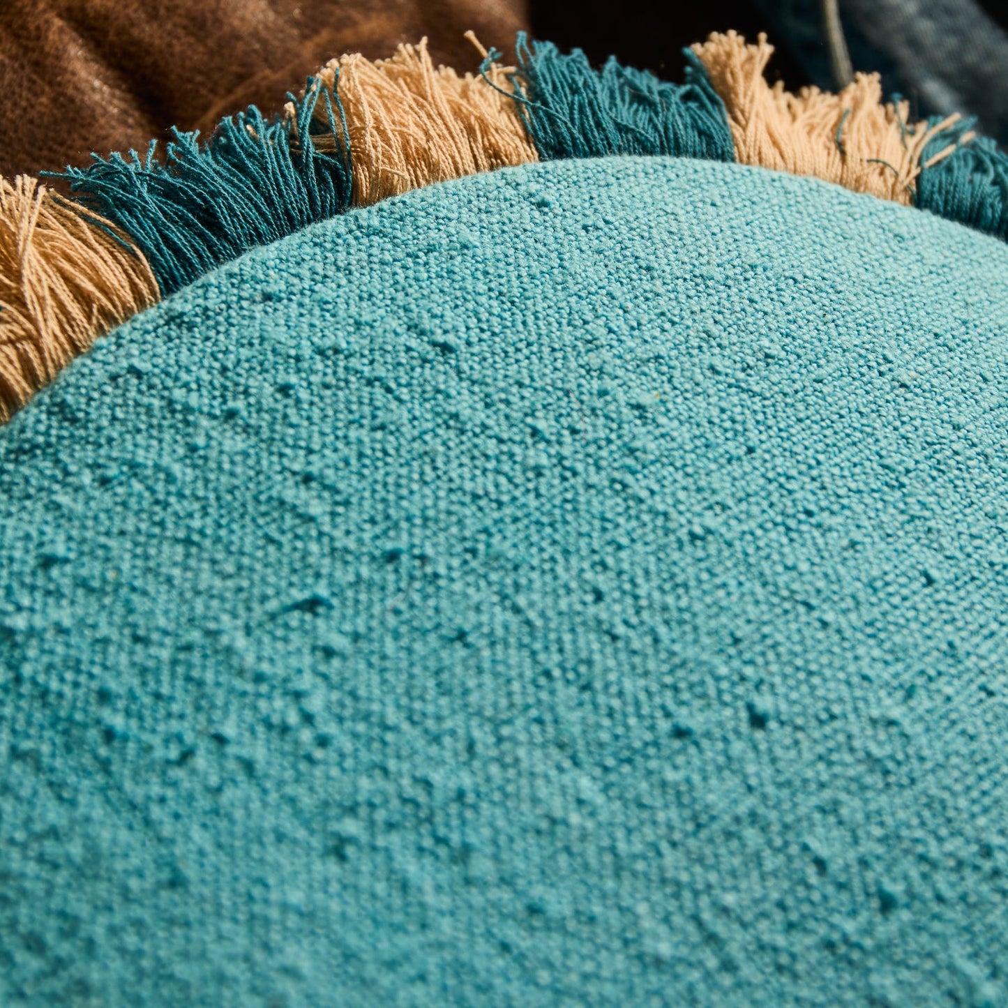 Reese Round Cushion - Turquoise Feather Insert