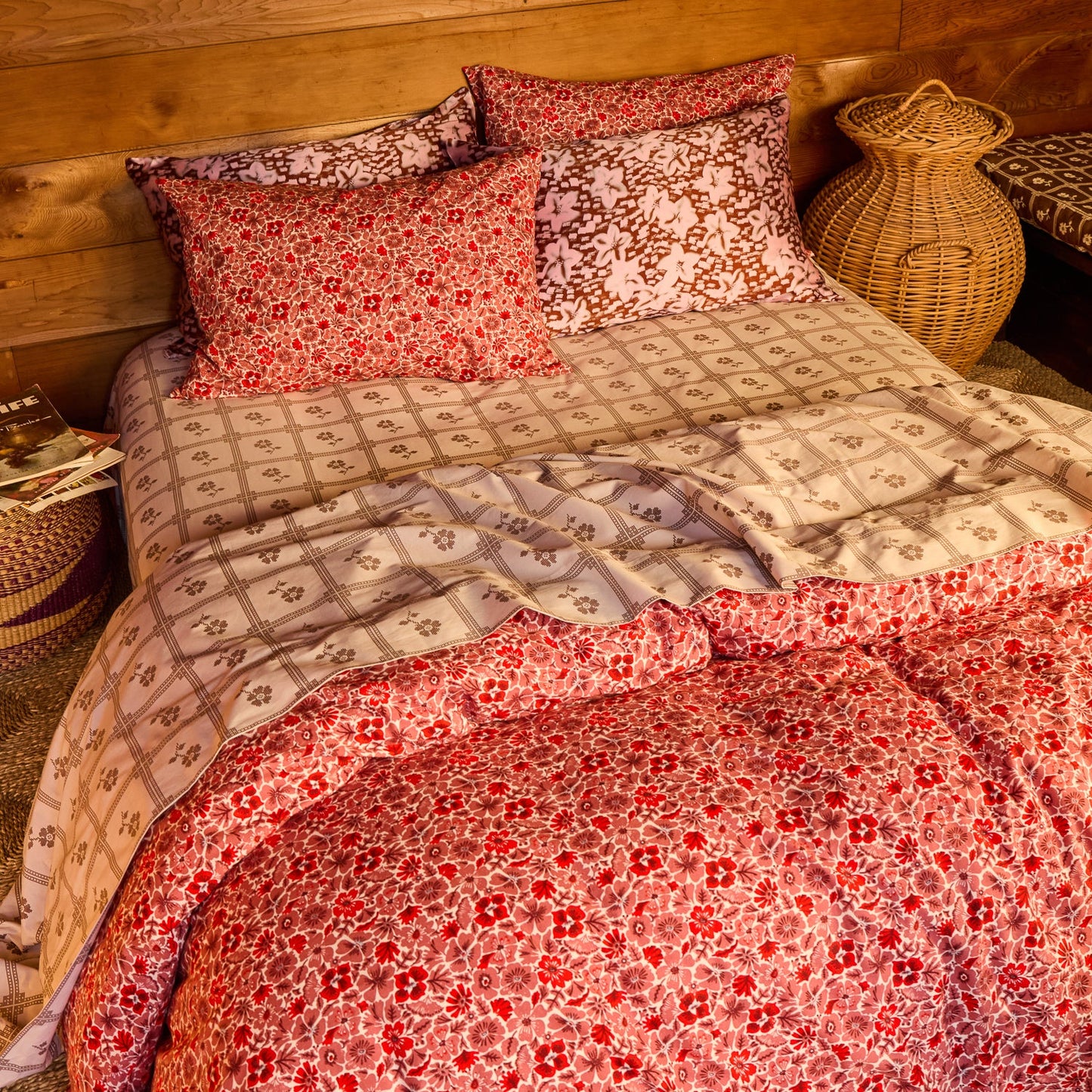 Magnolia Cotton Pillowcase Set - Poppy Standard