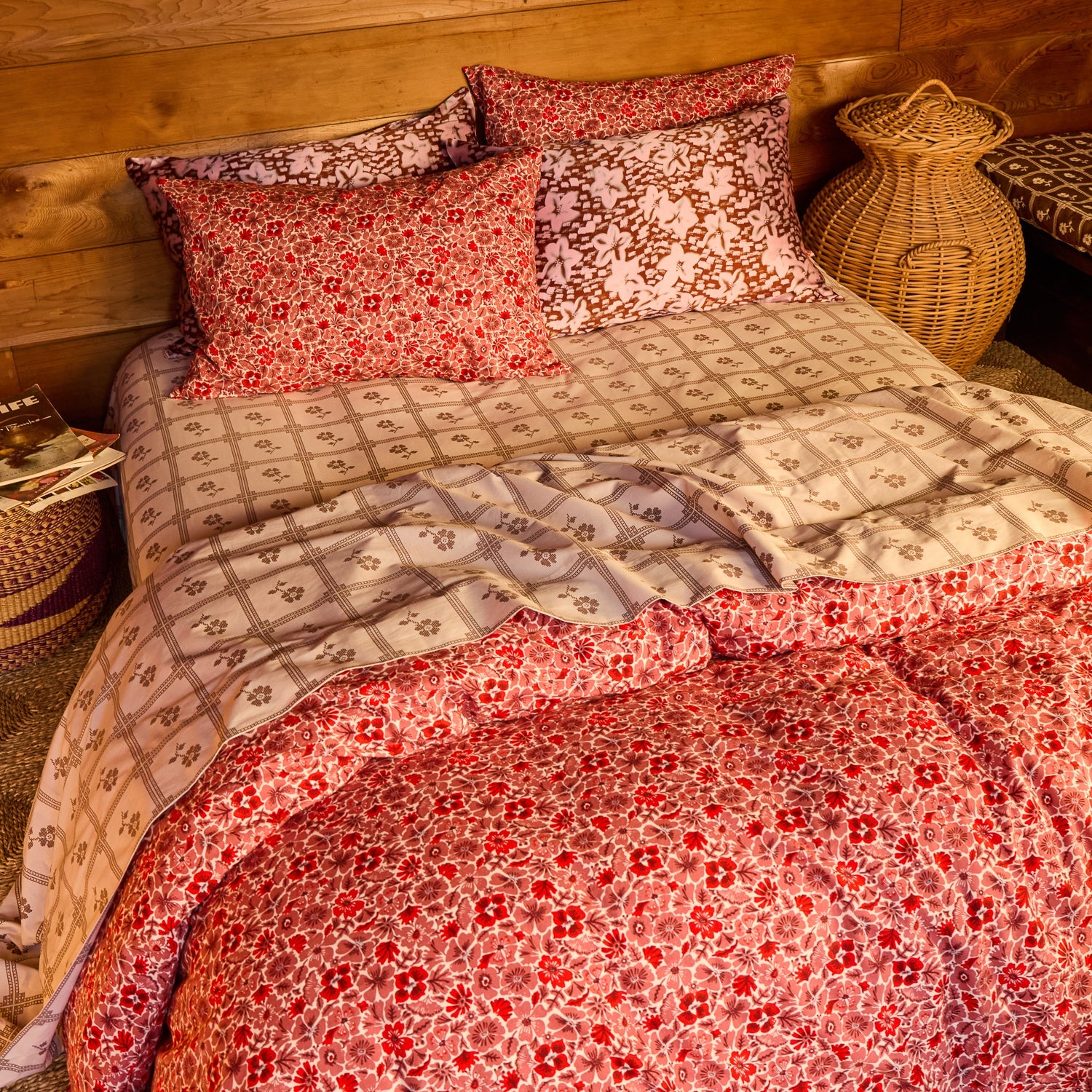 Magnolia Cotton Pillowcase Set - Poppy Standard