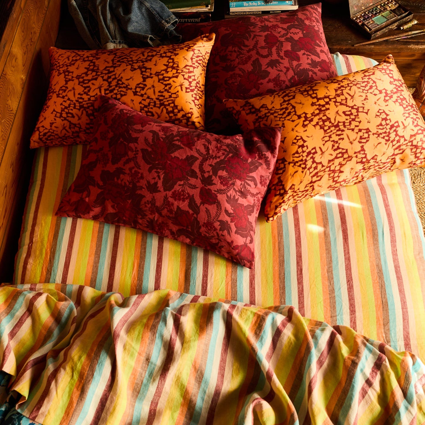 Sierra Linen Pillowcase Set - Terracotta Standard