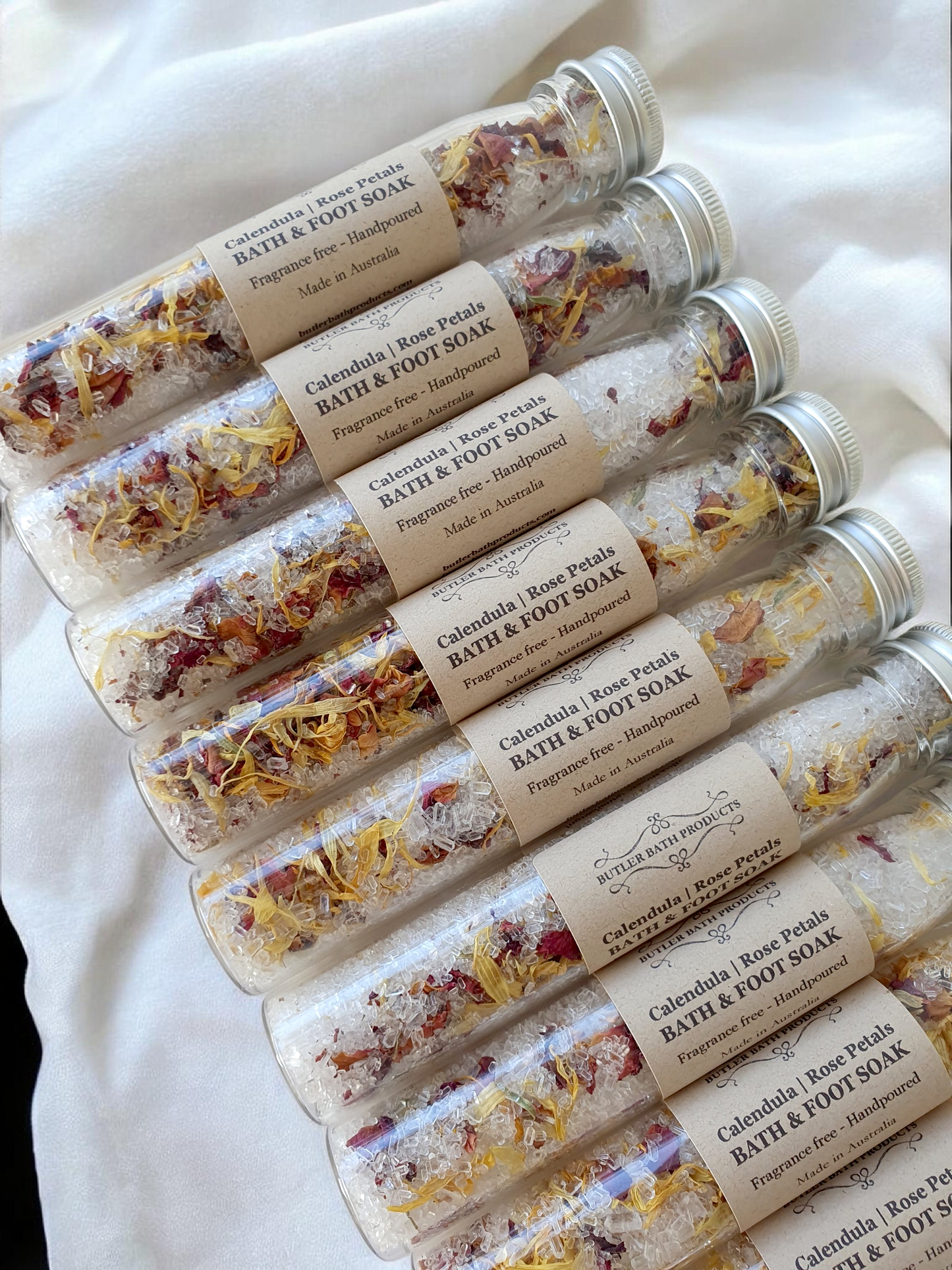 Calendula & Rose Petal Bath salt test tube // Epsom salt